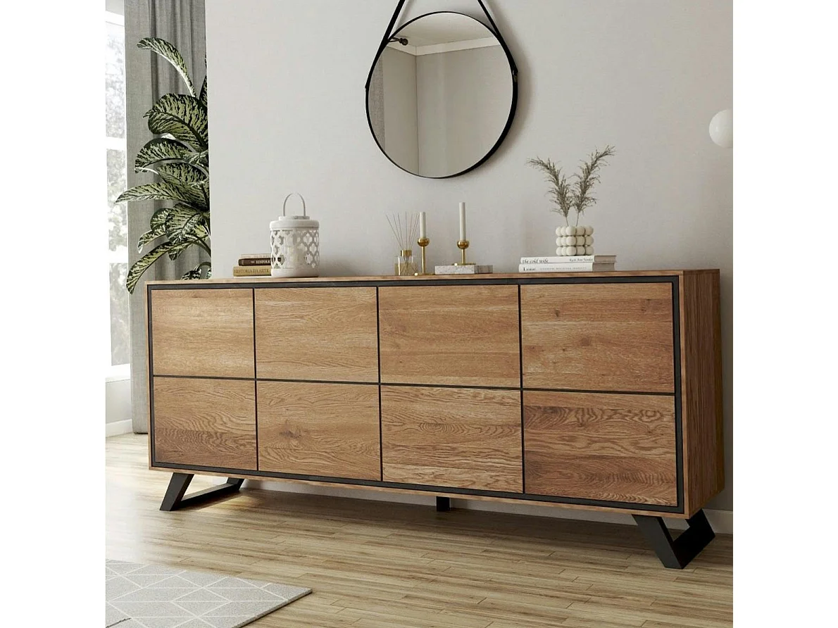 Buffet enfilade bois de chêne huilé 4 portes PALERME