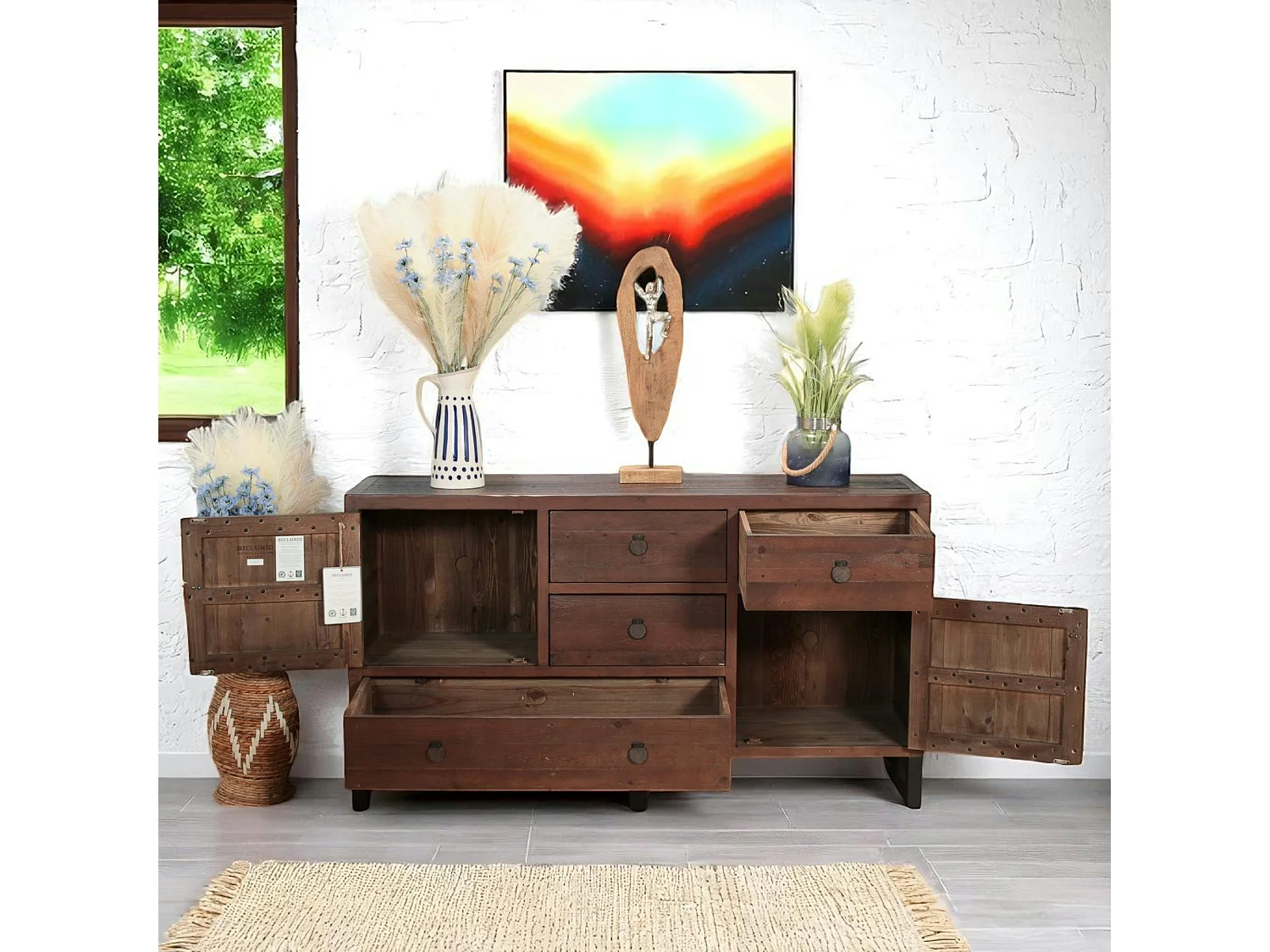 Buffet bas bois brun recyclé SAMOA