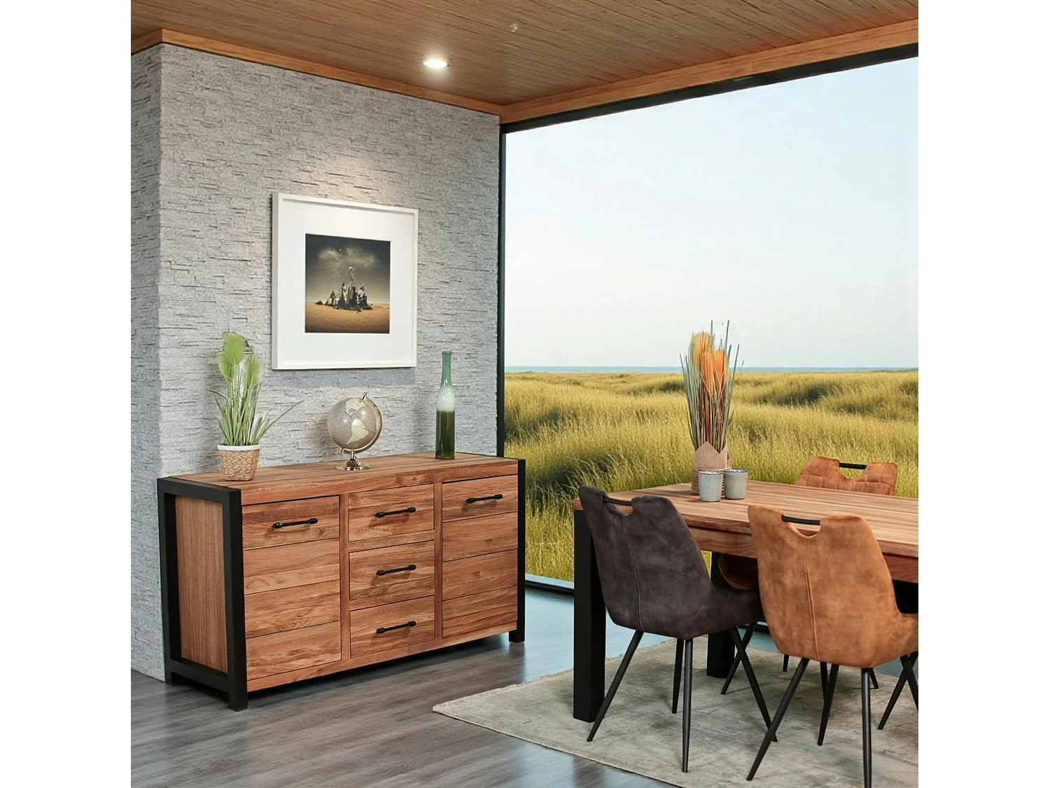 Bahut en chêne huilé 2 portes FERSCOTT 2