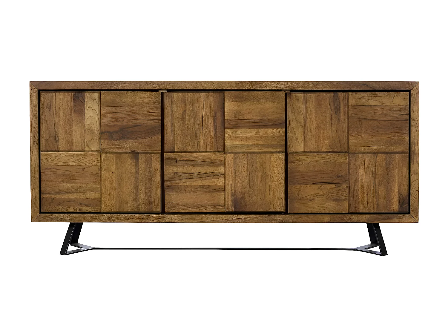 Buffet bois motif damier 3 portes 176 cm OKA
