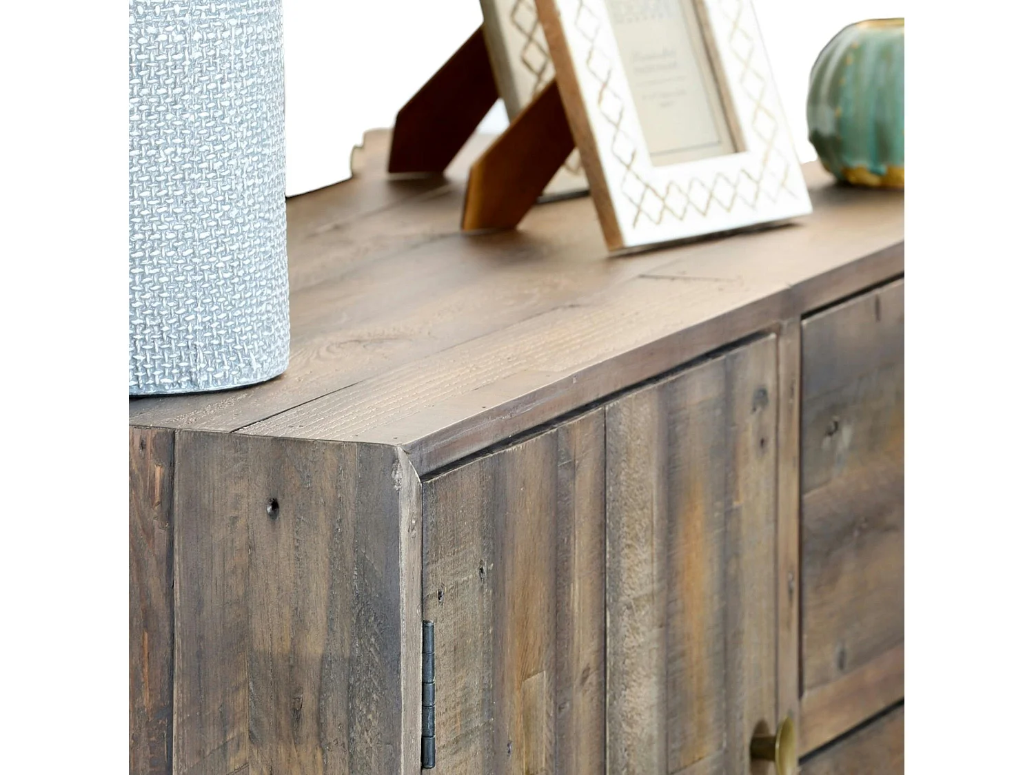 Petit buffet bois recyclé piètement effet laiton vieilli ADÉLAÏDE