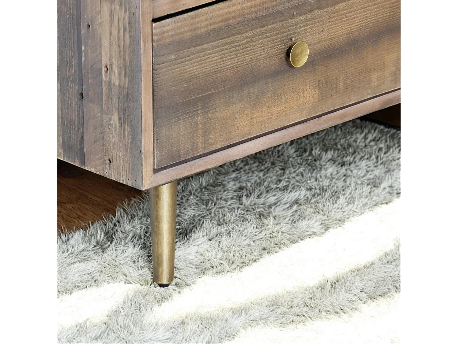 Petit buffet bois recyclé piètement effet laiton vieilli ADÉLAÏDE