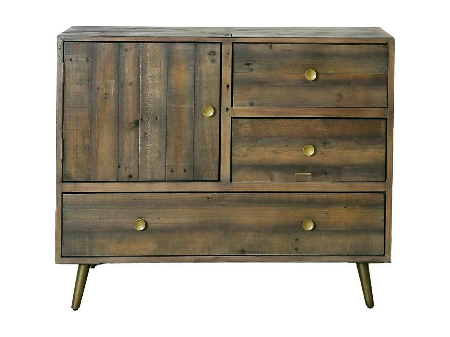 Petit buffet bois recyclé piètement effet laiton vieilli ADÉLAÏDE