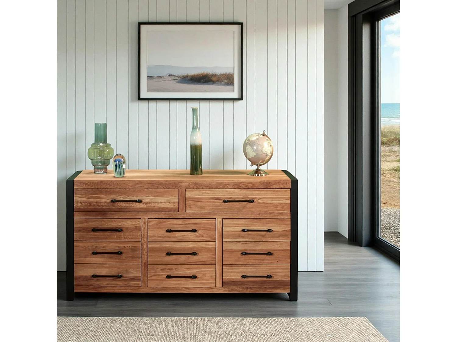 Bahut en chêne huilé 3 portes 2 tiroirs FERSCOTT 2