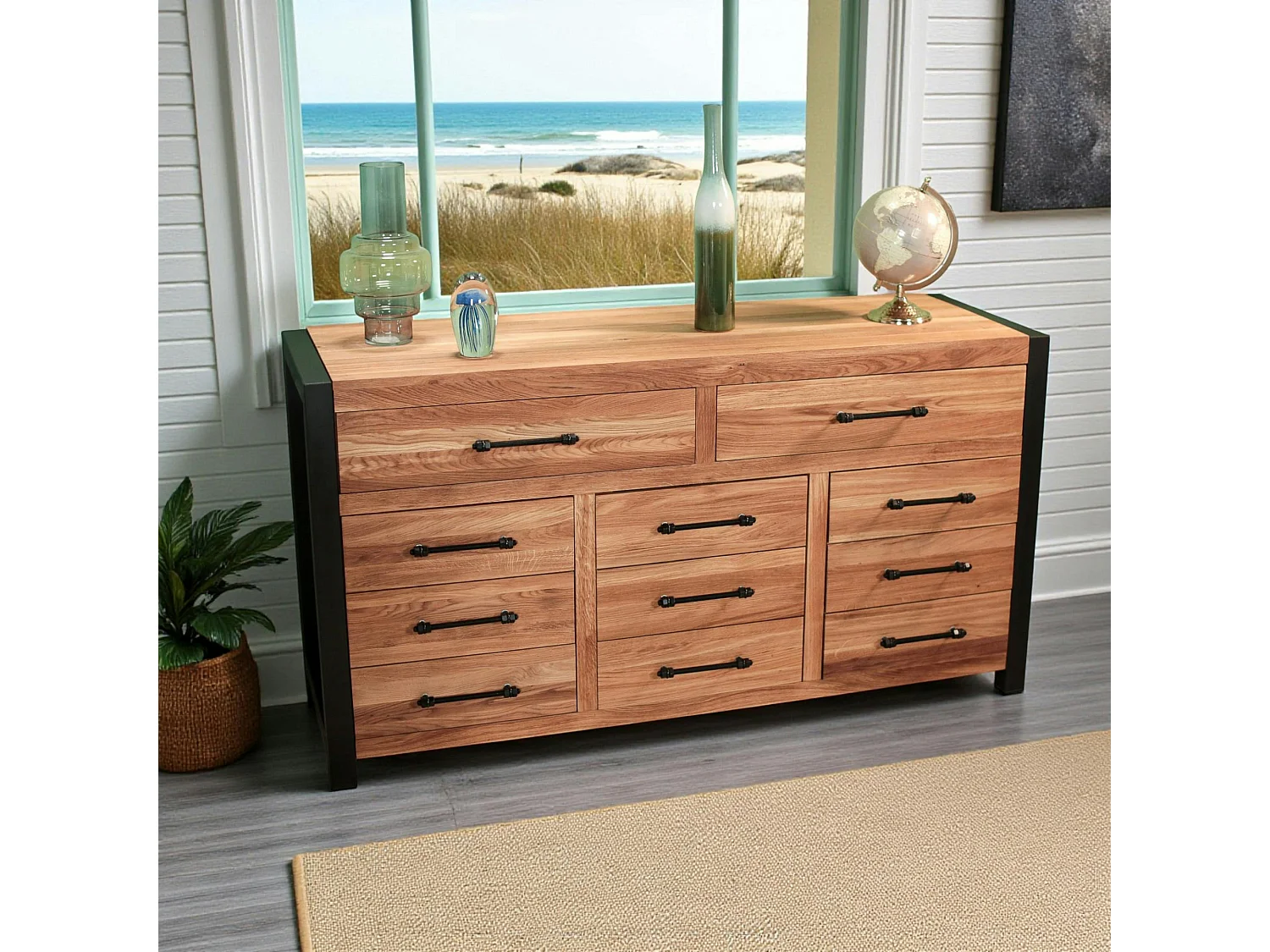 Bahut en chêne huilé 3 portes 2 tiroirs FERSCOTT 2