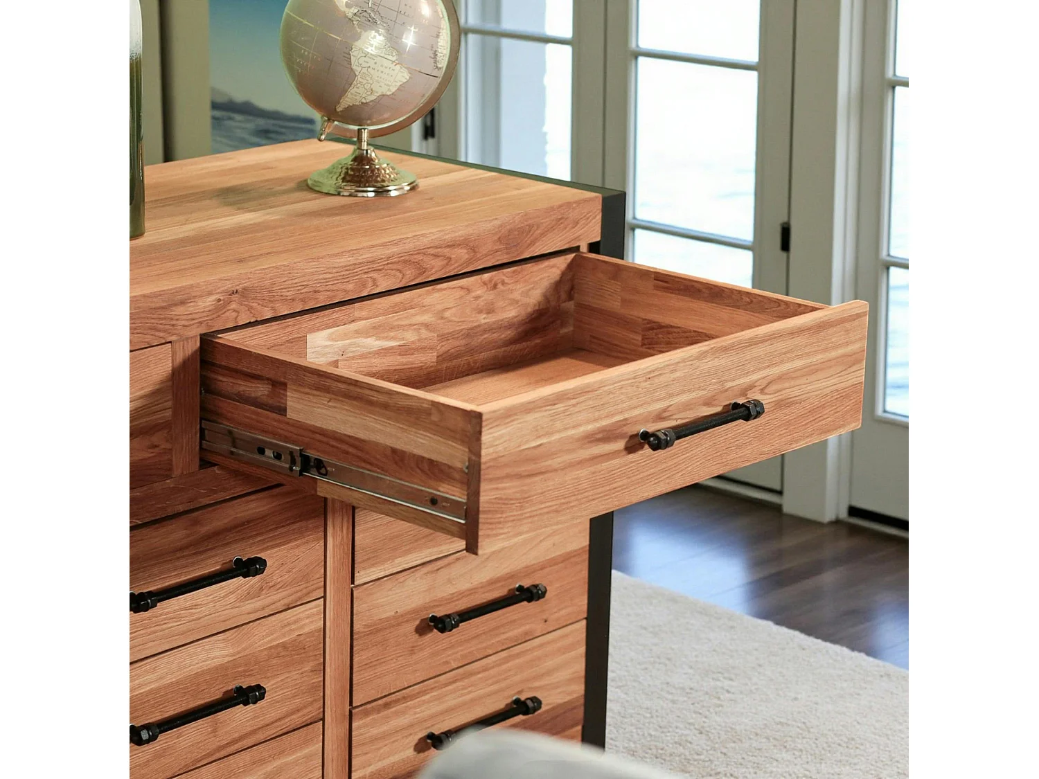 Bahut en chêne huilé 3 portes 2 tiroirs FERSCOTT 2