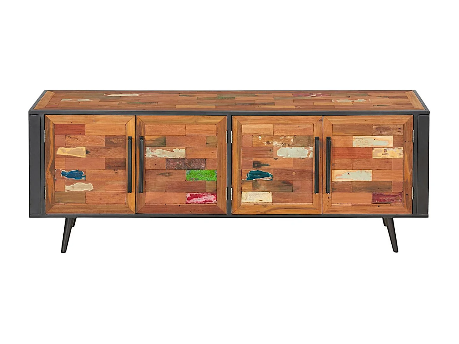 Buffet enfilade 4 portes bois recyclé DRAKKAR