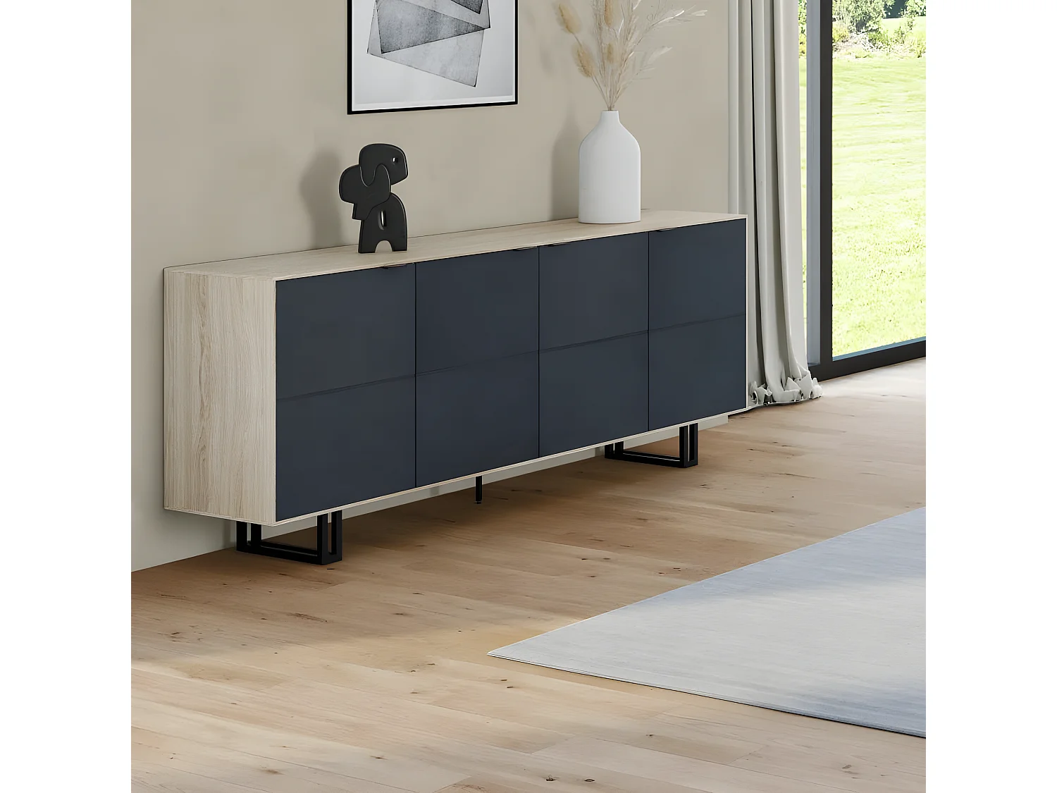 Buffet moderne en chêne blanc 200 cm ZONZA