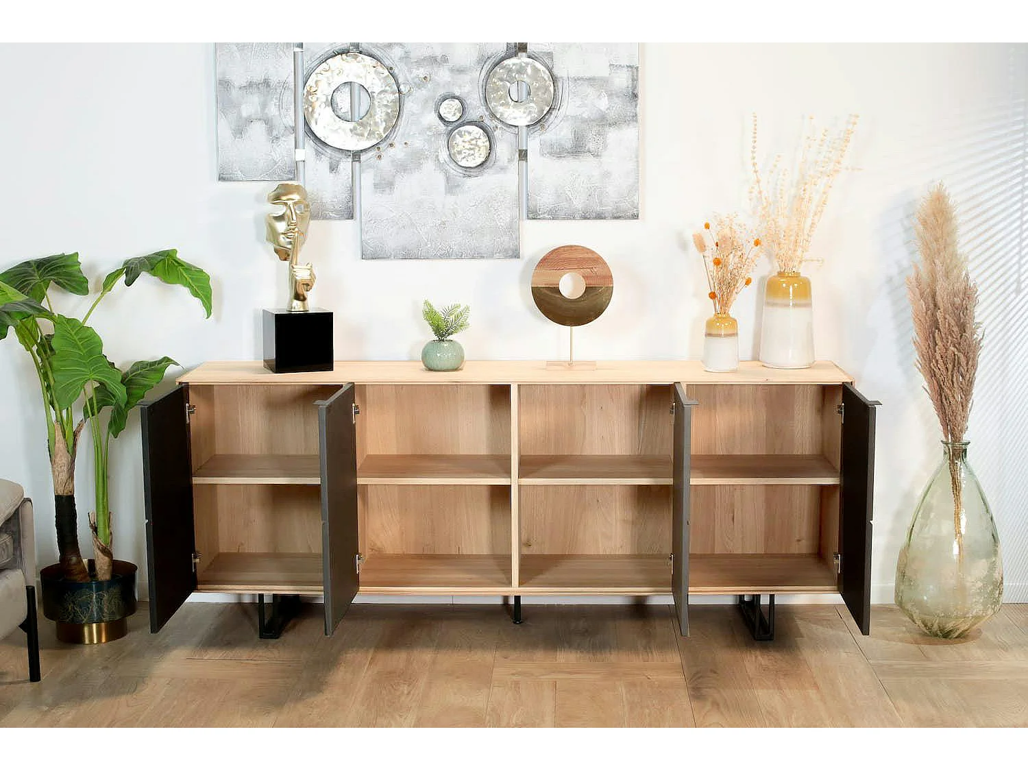 Buffet moderne en chêne blanc 200 cm ZONZA