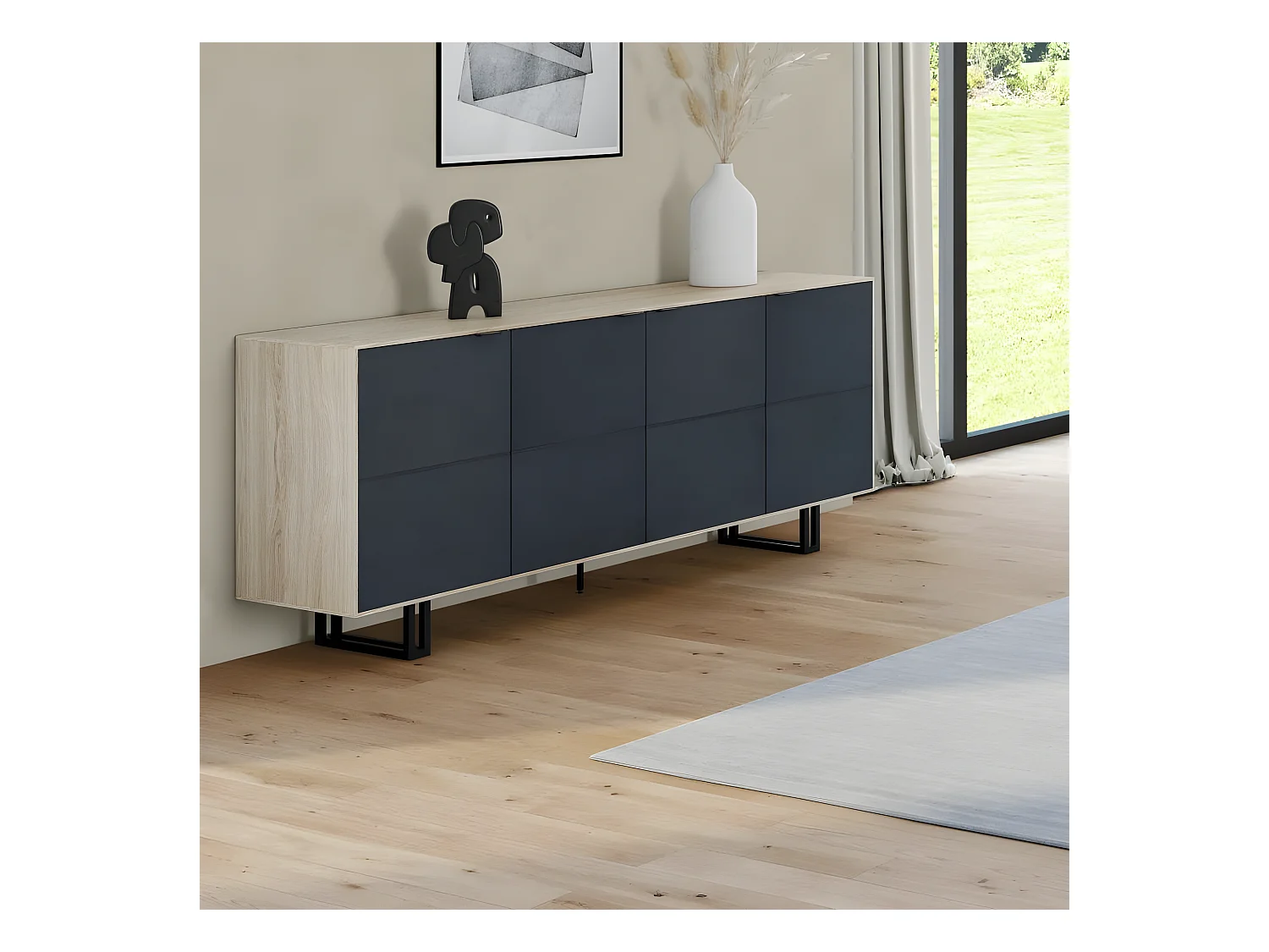 Buffet moderne en chêne blanc 200 cm ZONZA