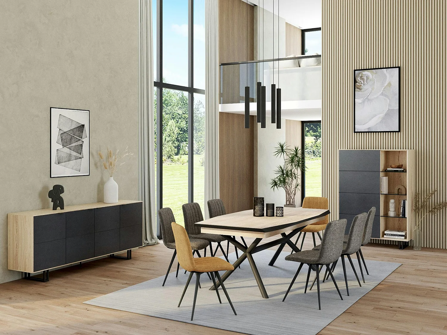 Buffet moderne en chêne blanc 200 cm ZONZA