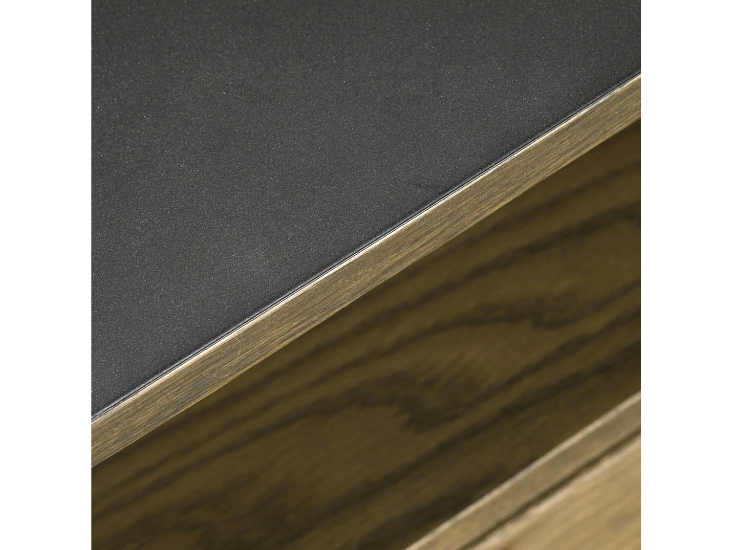 Buffet contemporain chêne massif encadrement métal noir HUDSON