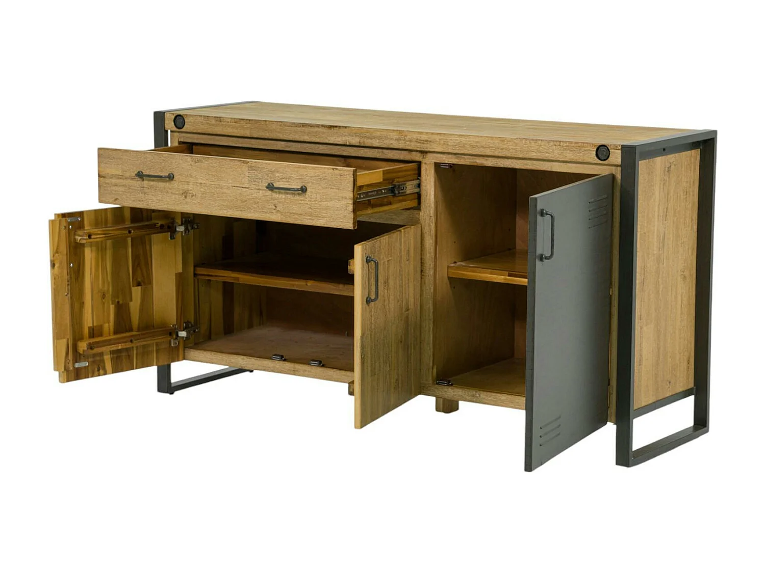 Buffet industriel bois-métal 3 portes 1 tiroir 150 cm BROOKLYN