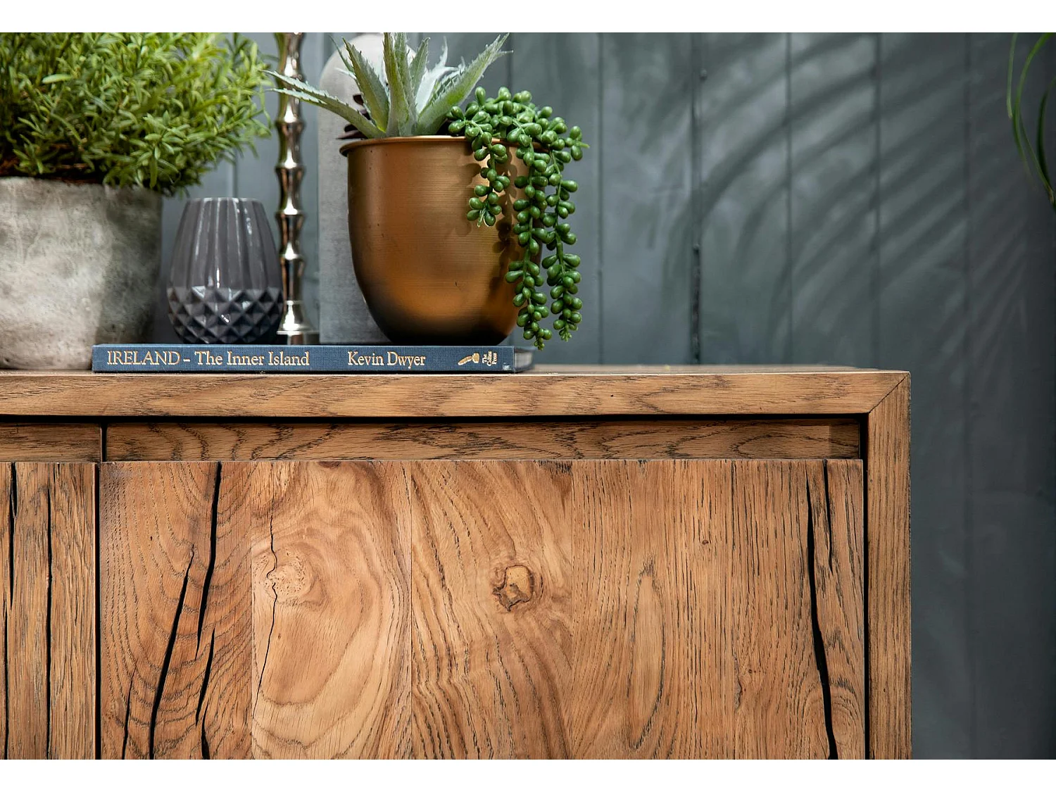 Buffet moderne 3 portes chêne acier RIVERSIDE