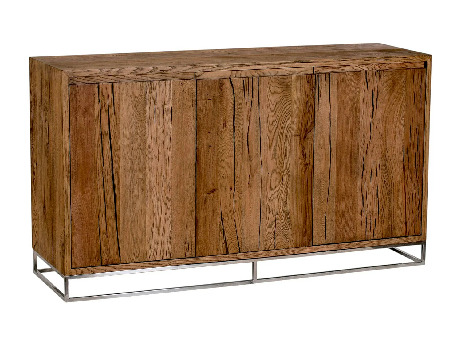 Buffet moderne 3 portes chêne acier RIVERSIDE