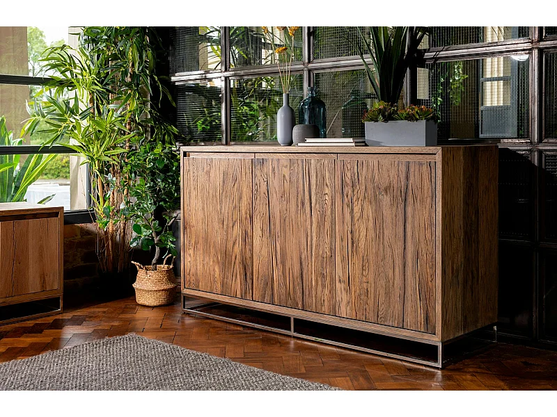 Buffet moderne 3 portes chêne acier RIVERSIDE