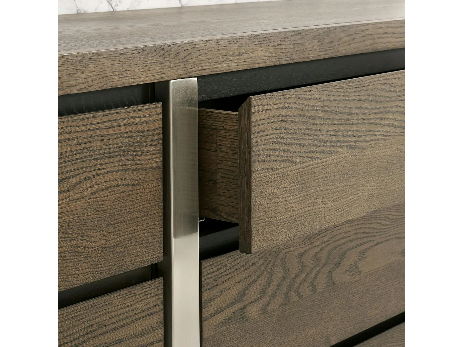 Buffet de salle à manger en chêne et métal brossé 165 cm RIMINI