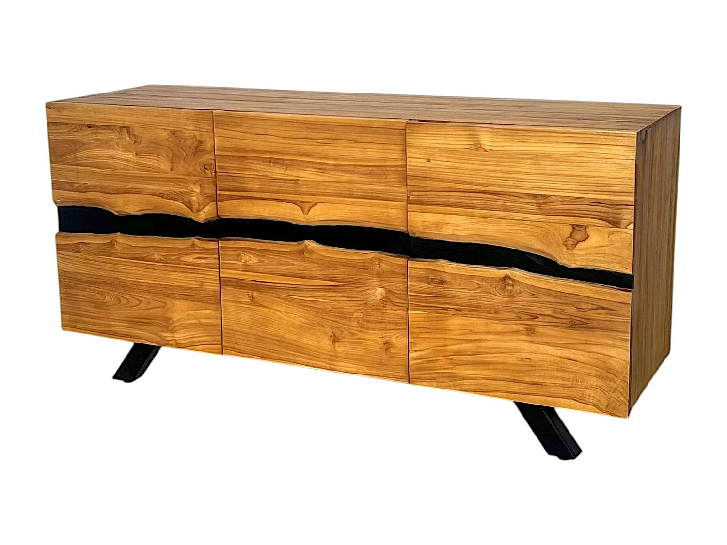 Buffet moderne bois recyclé teck laque noire BARBADE