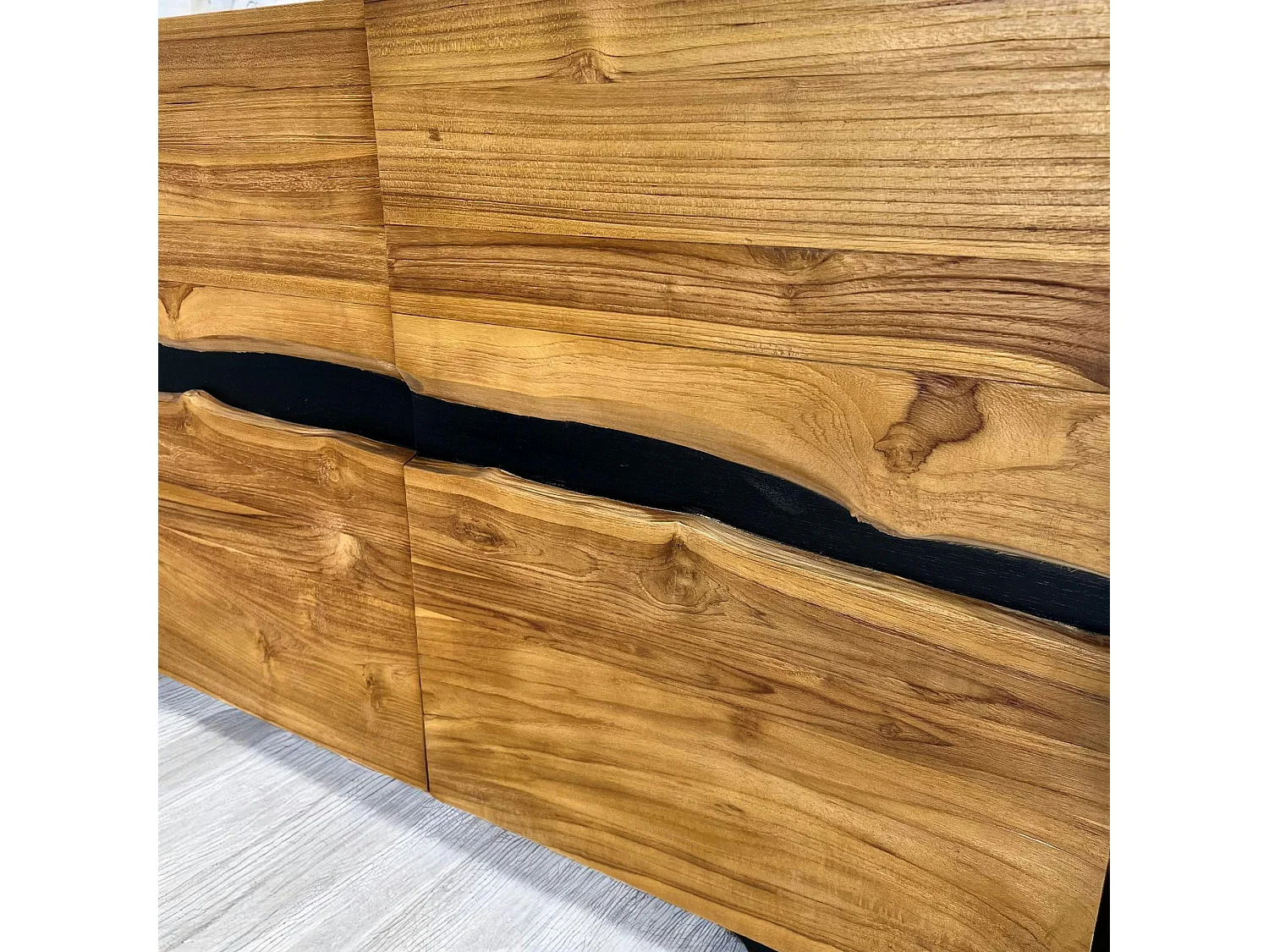 Buffet moderne bois recyclé teck laque noire BARBADE