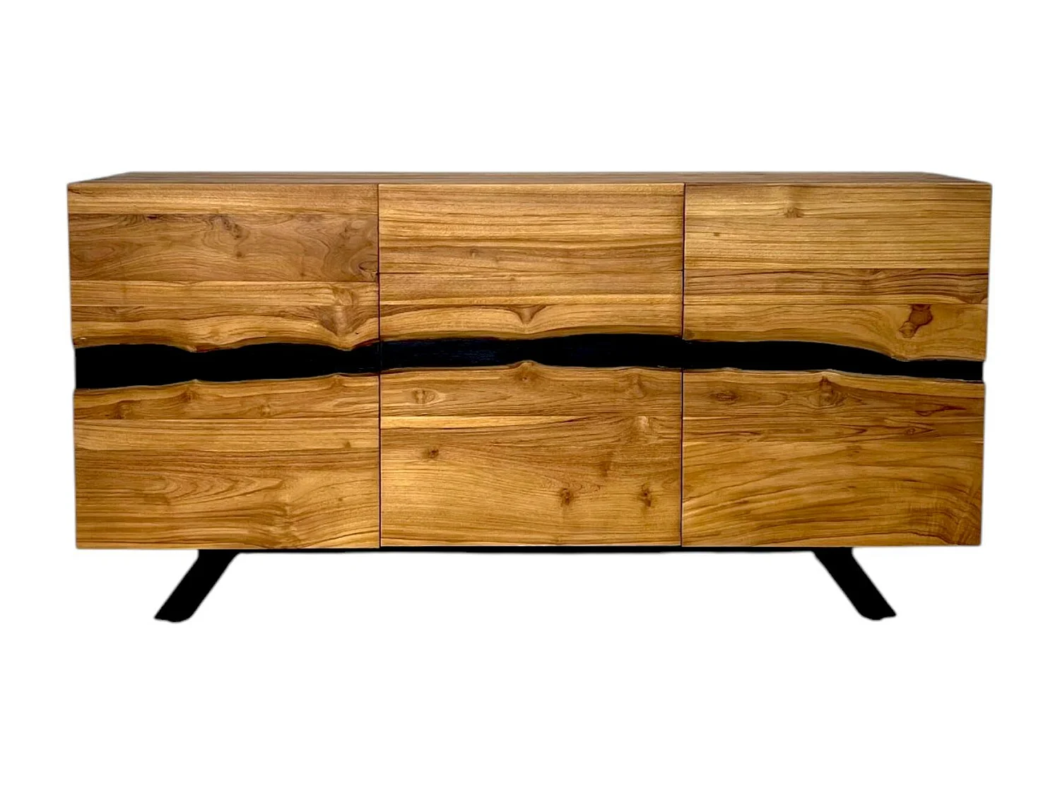Buffet moderne bois recyclé teck laque noire BARBADE