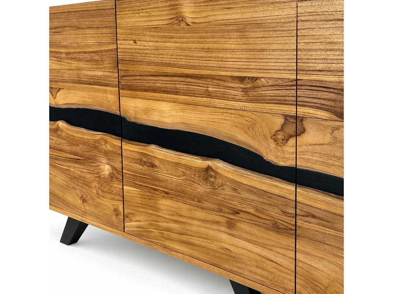 Buffet moderne bois recyclé teck laque noire BARBADE