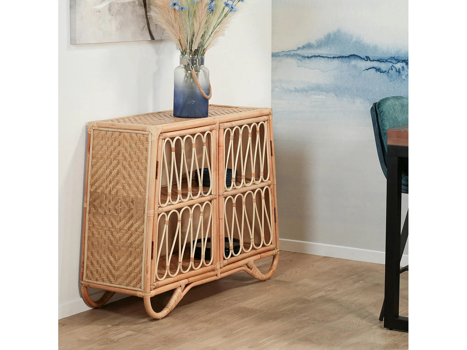Buffet en rotin avec façade ajourée BALI