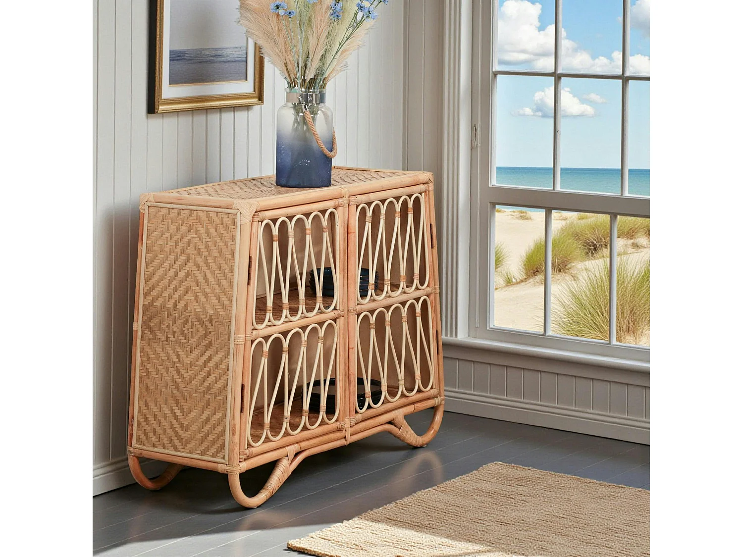 Buffet en rotin avec façade ajourée BALI