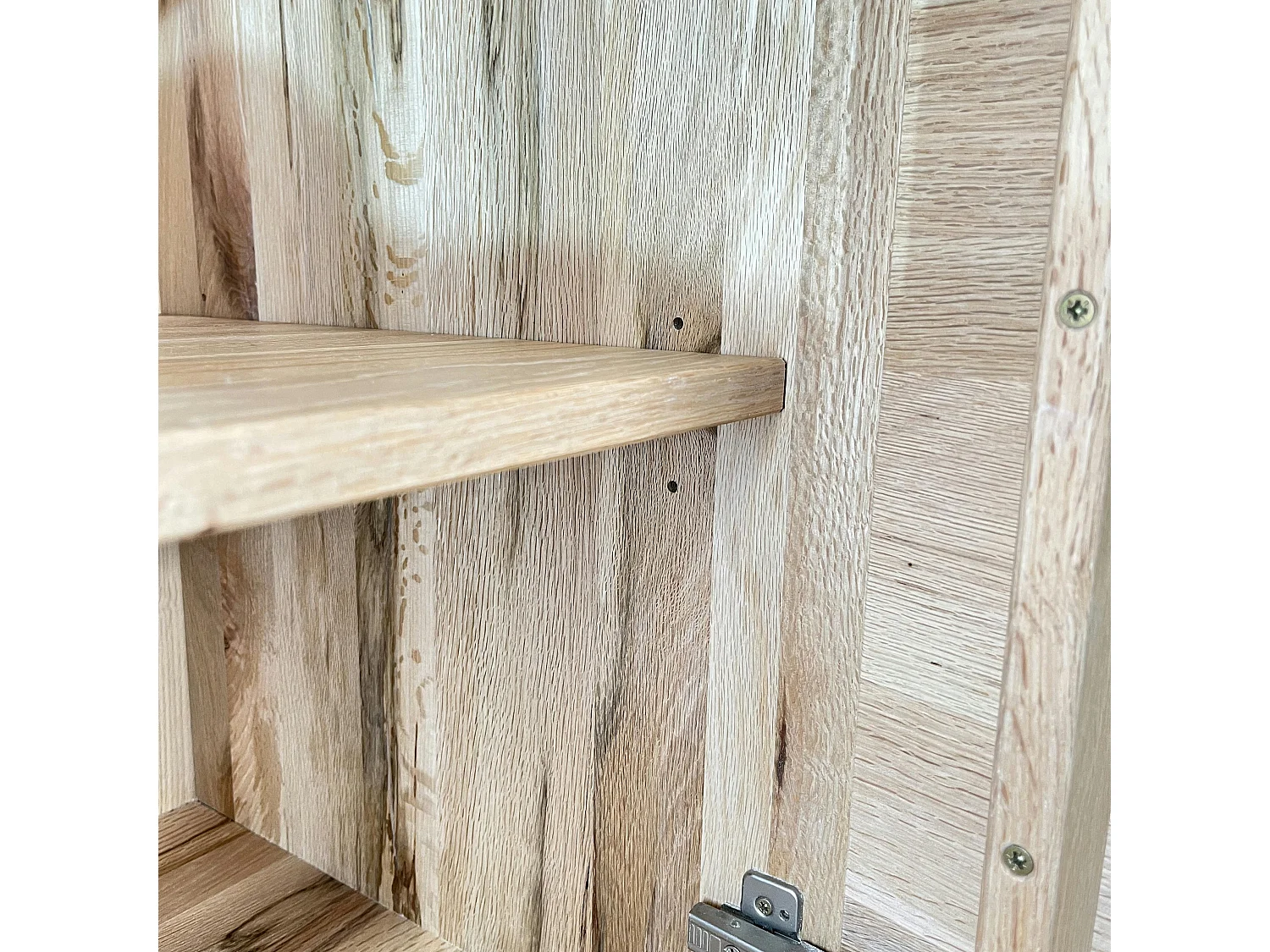 Buffet haut en chêne massif blanc éclairage led PALERME