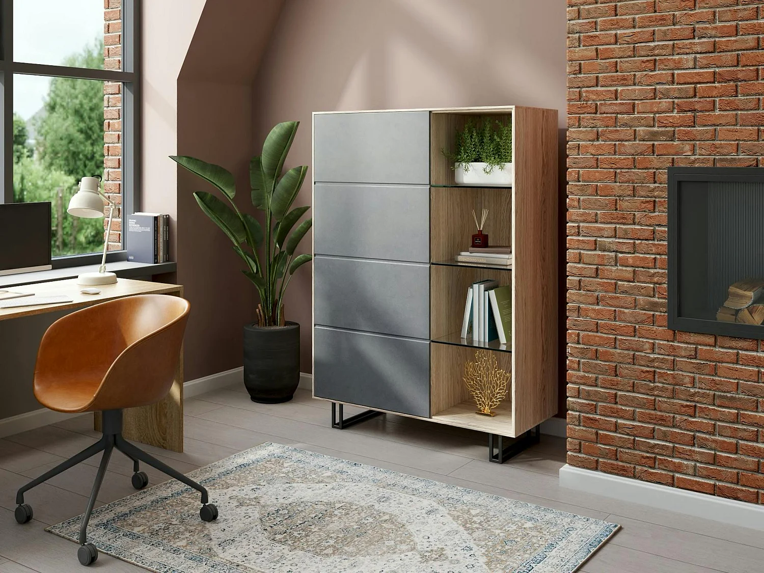 Buffet haut en chêne blanc ZONZA