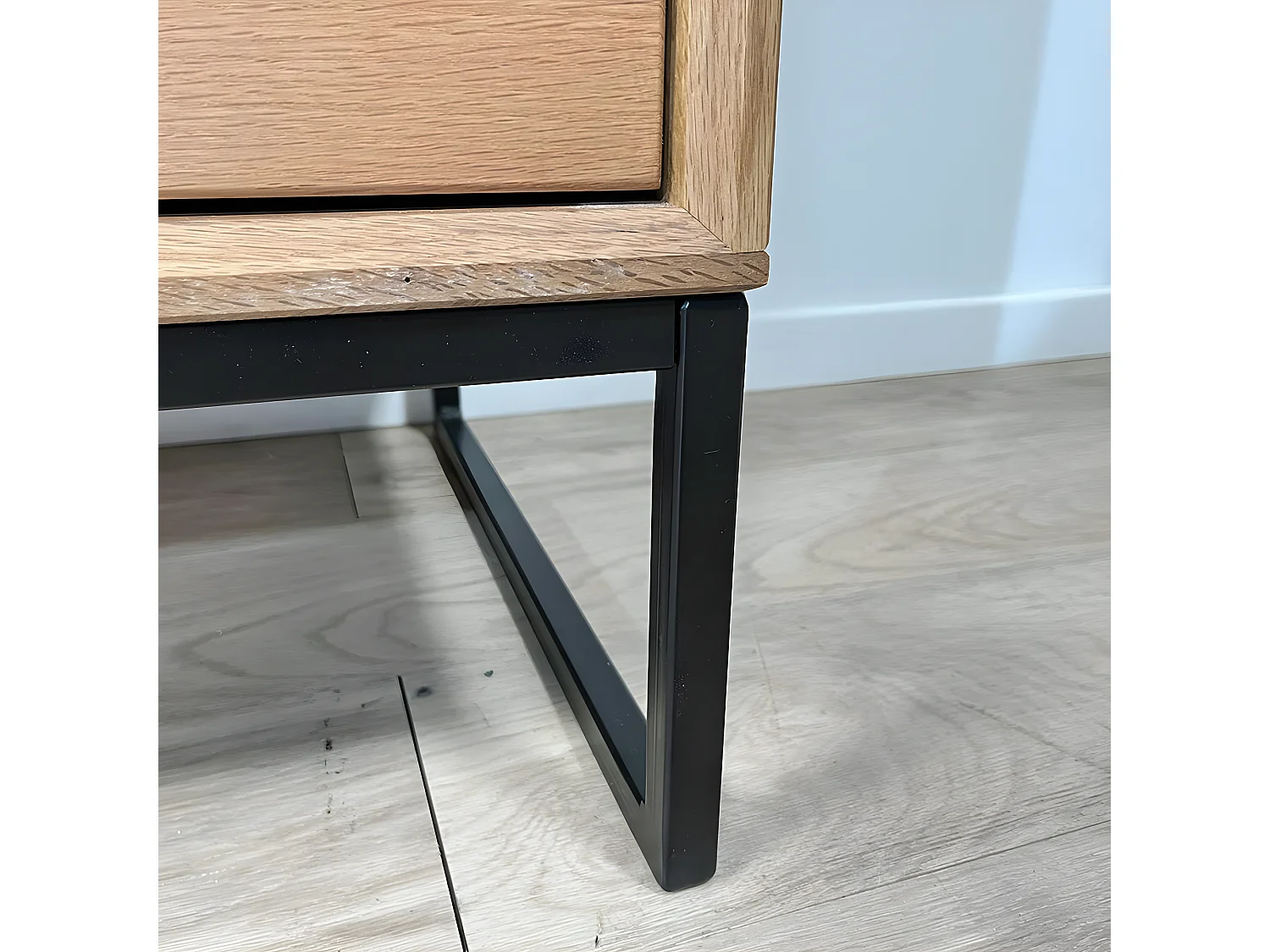 Buffet haut en chêne massif huilé éclairage led PALERME