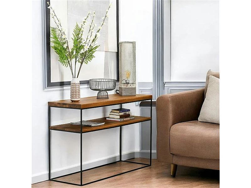 Console bois et métal double plateau OKA 120 cm