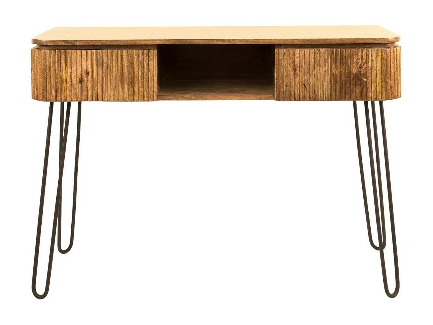 Console de chambre en bois de manguier motif baguette 2 tiroirs DELHI