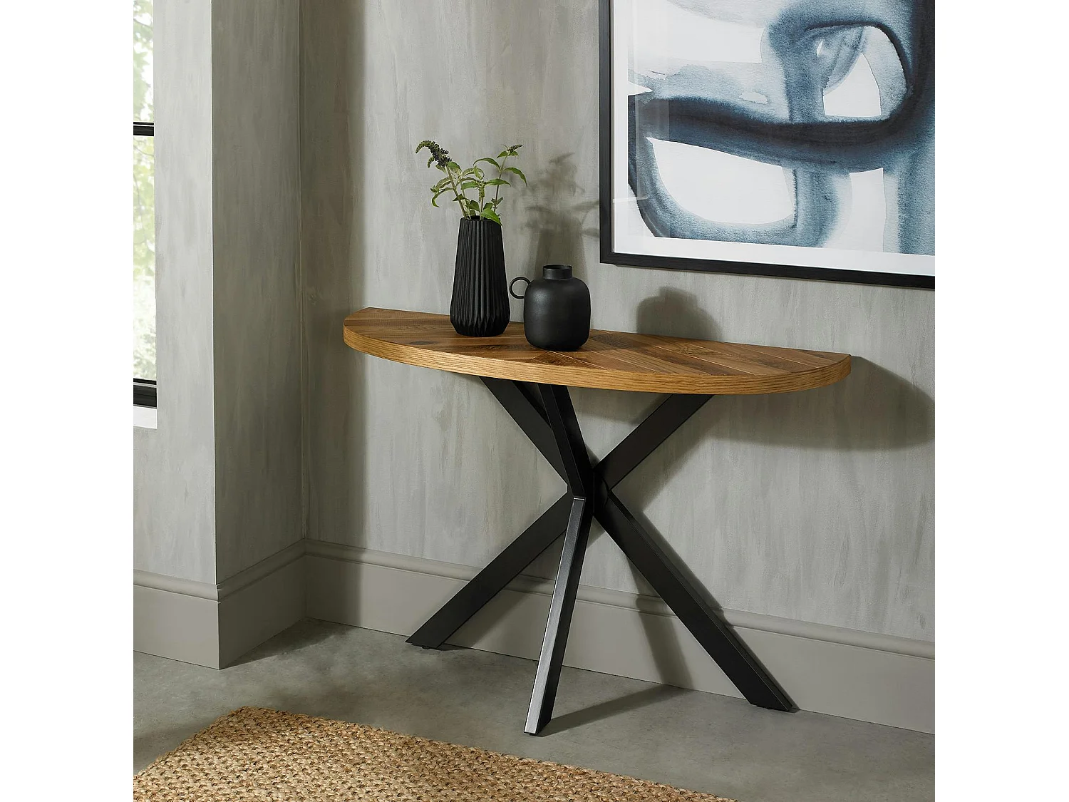 Console d'entrée en marqueterie de chêne finition bois naturel ARLINGTON 2