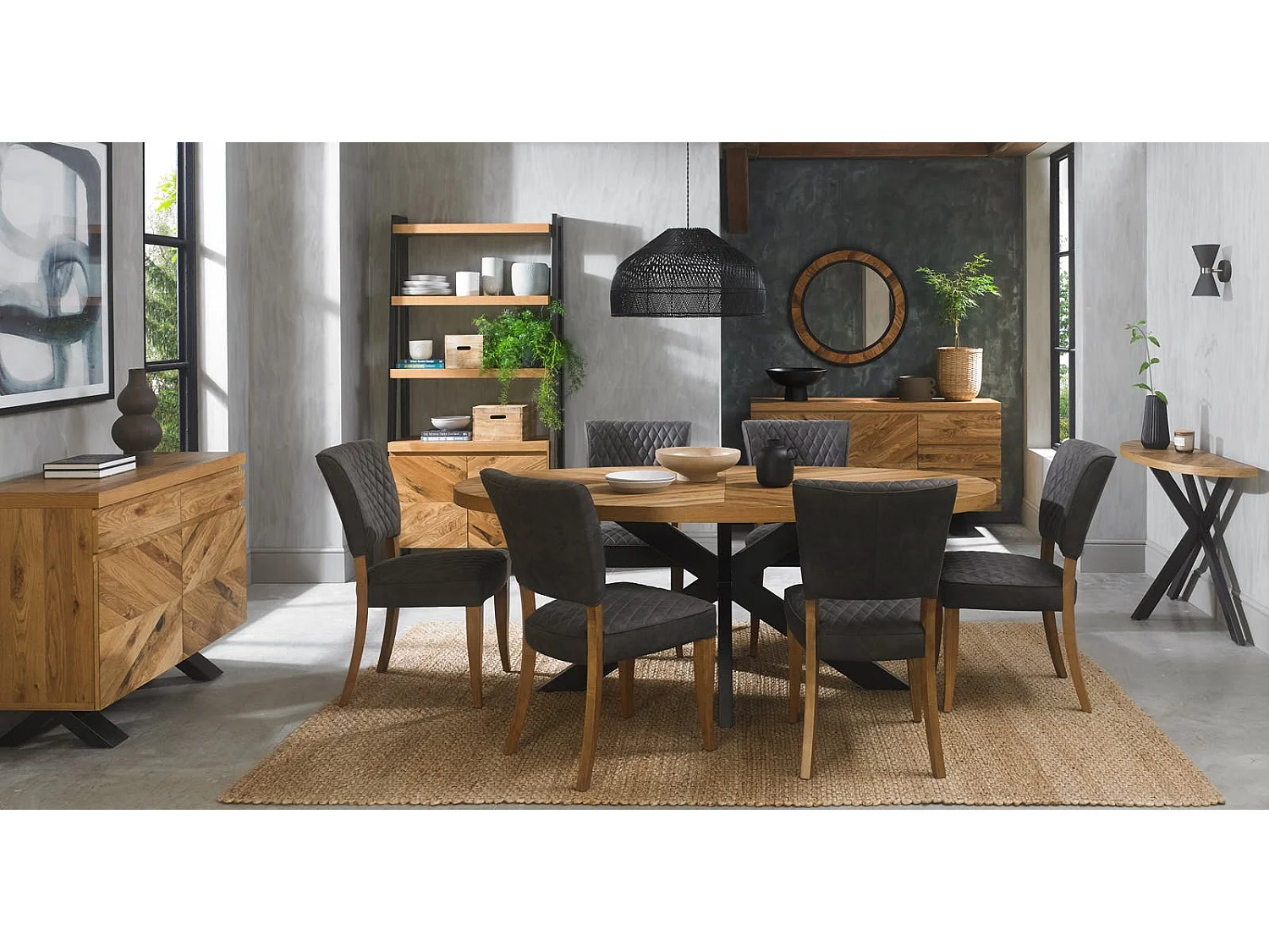 Console d'entrée en marqueterie de chêne finition bois naturel ARLINGTON 2