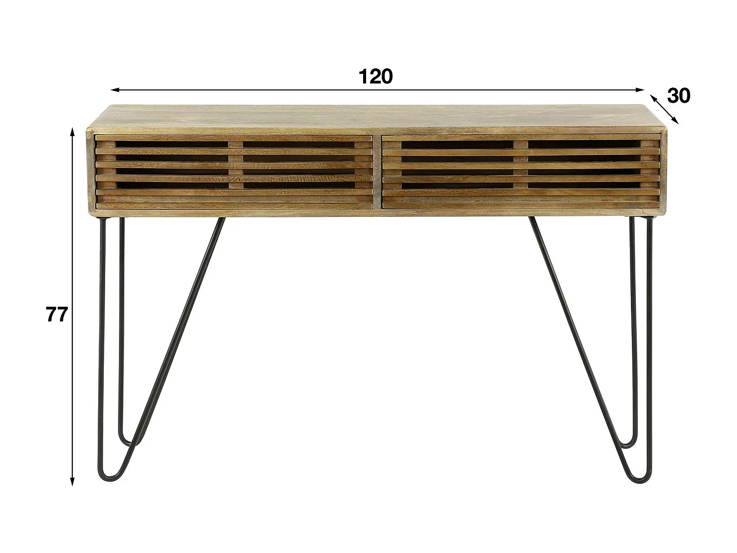 Console d'entrée 2 tiroirs striés DELHI