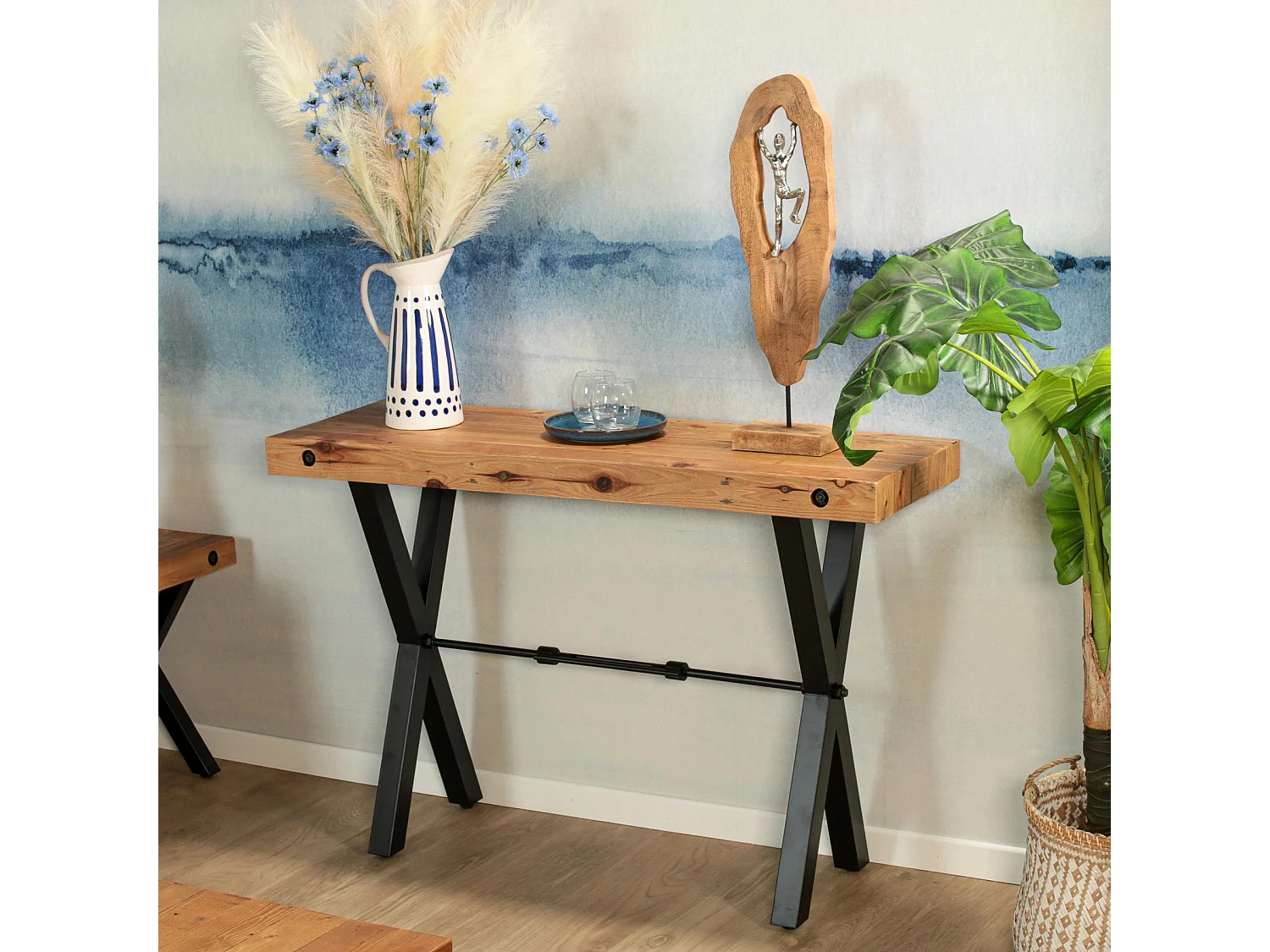 Console industrielle en bois recyclé CALGARY