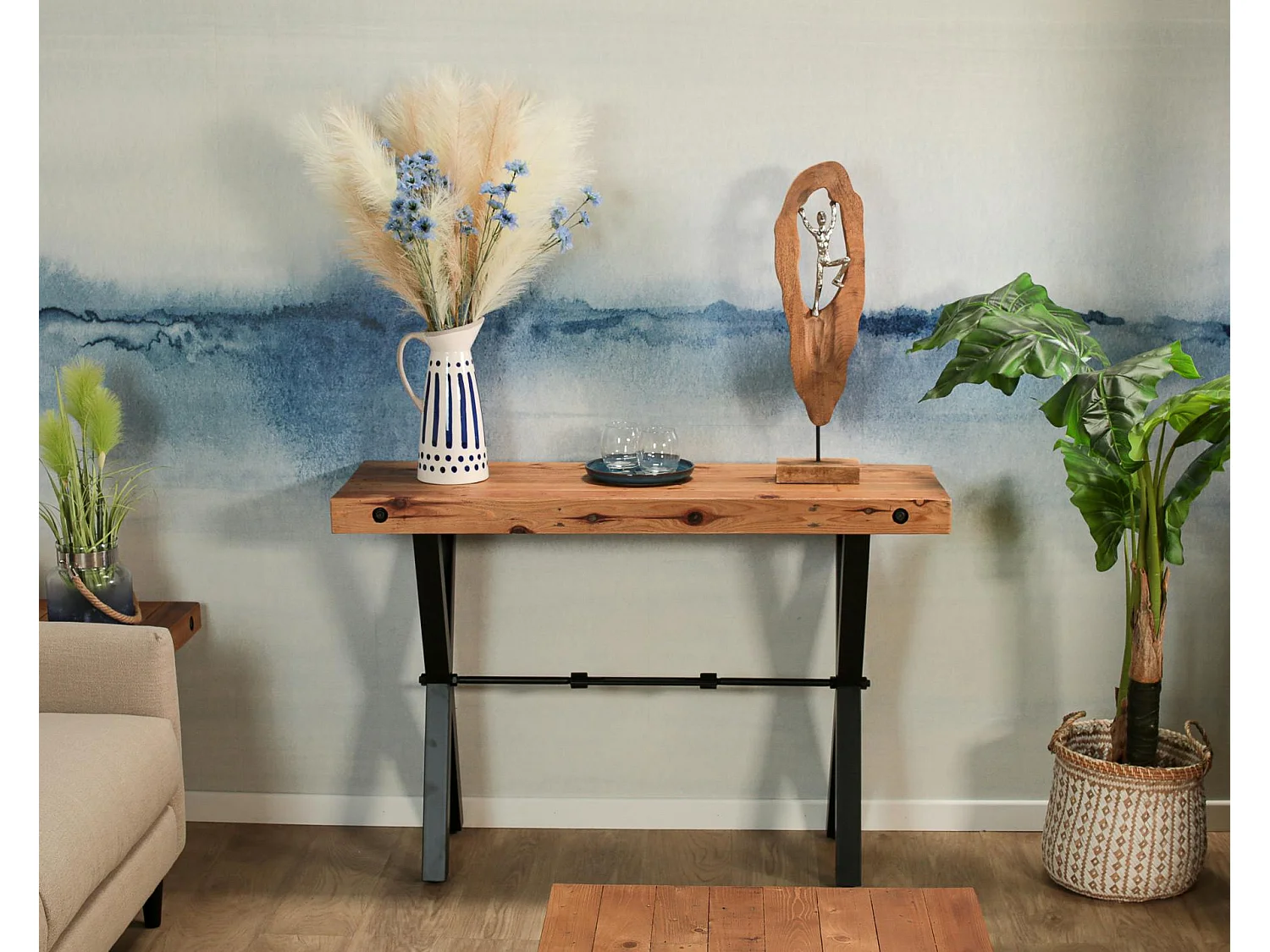 Console industrielle en bois recyclé CALGARY