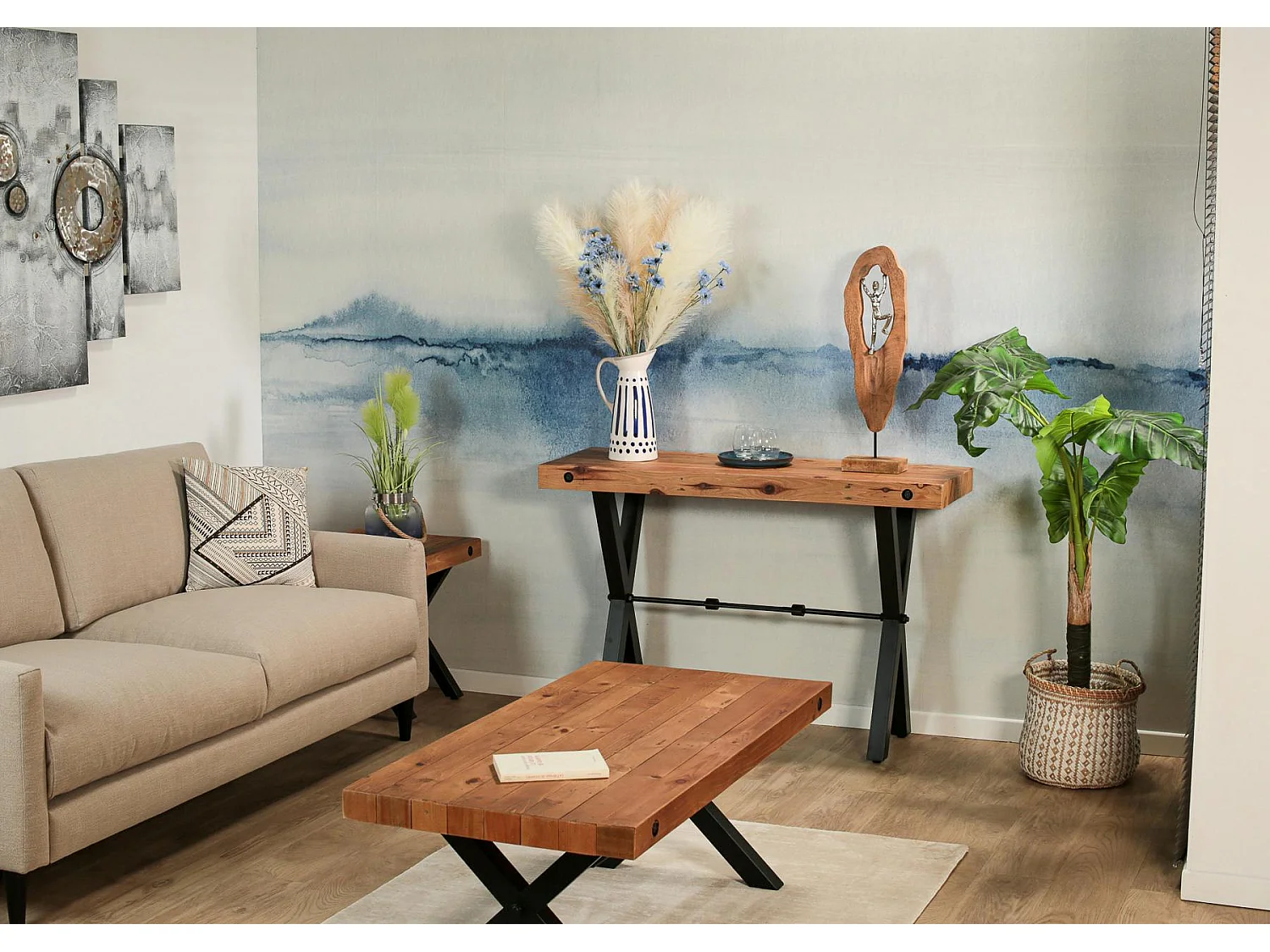 Console industrielle en bois recyclé CALGARY