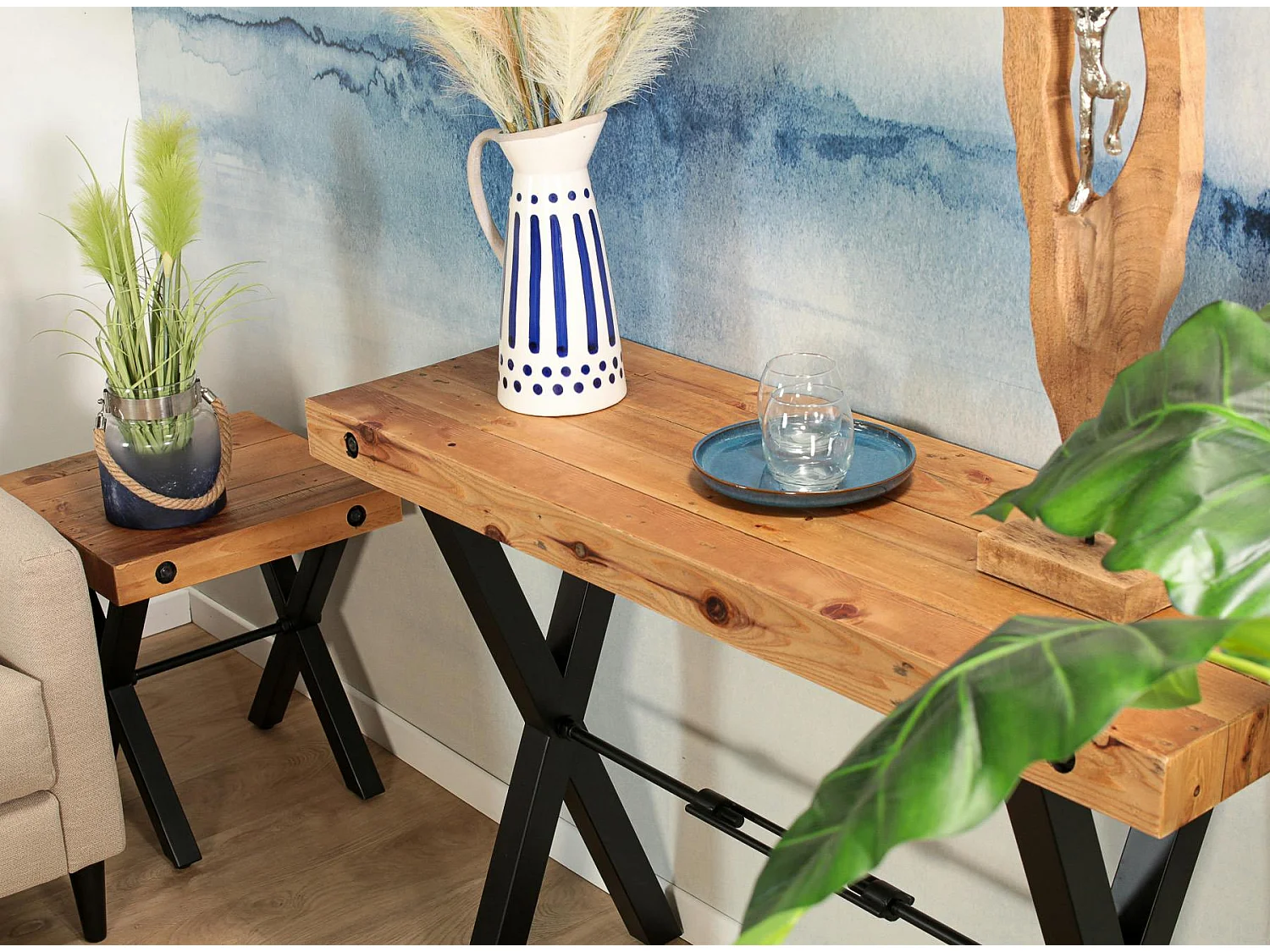 Console industrielle en bois recyclé CALGARY