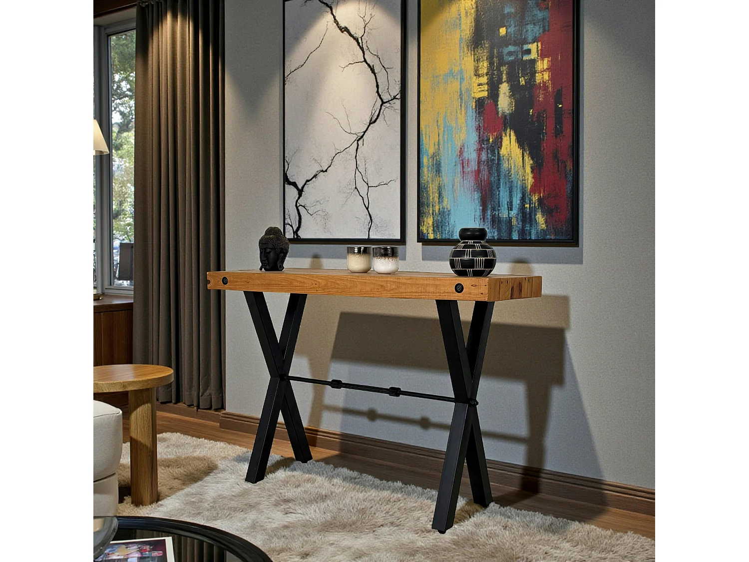 Console industrielle en bois recyclé CALGARY