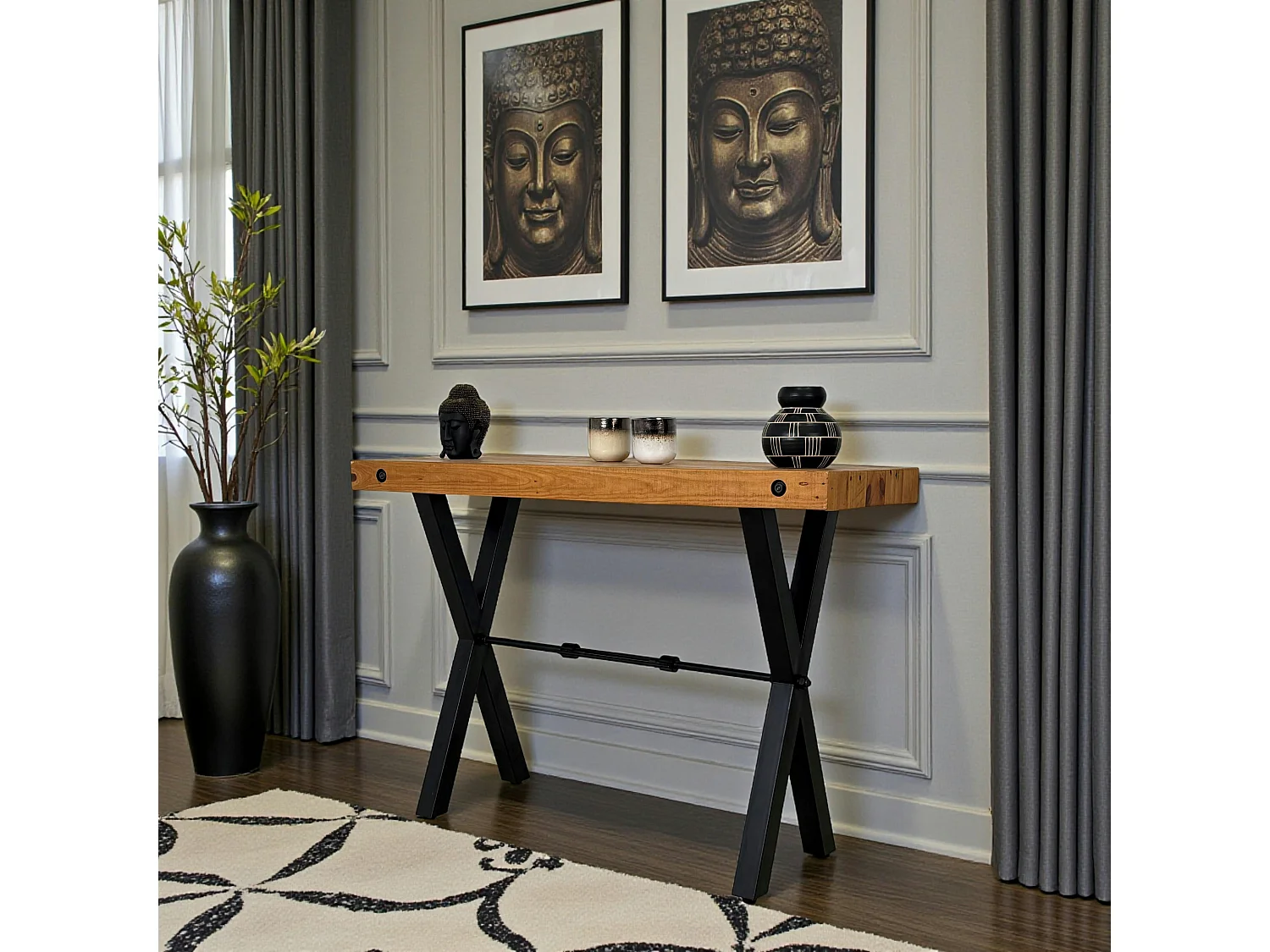 Console industrielle en bois recyclé CALGARY