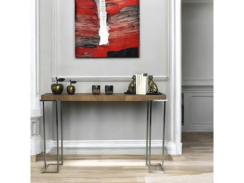 Console moderne chêne acier RIVERSIDE