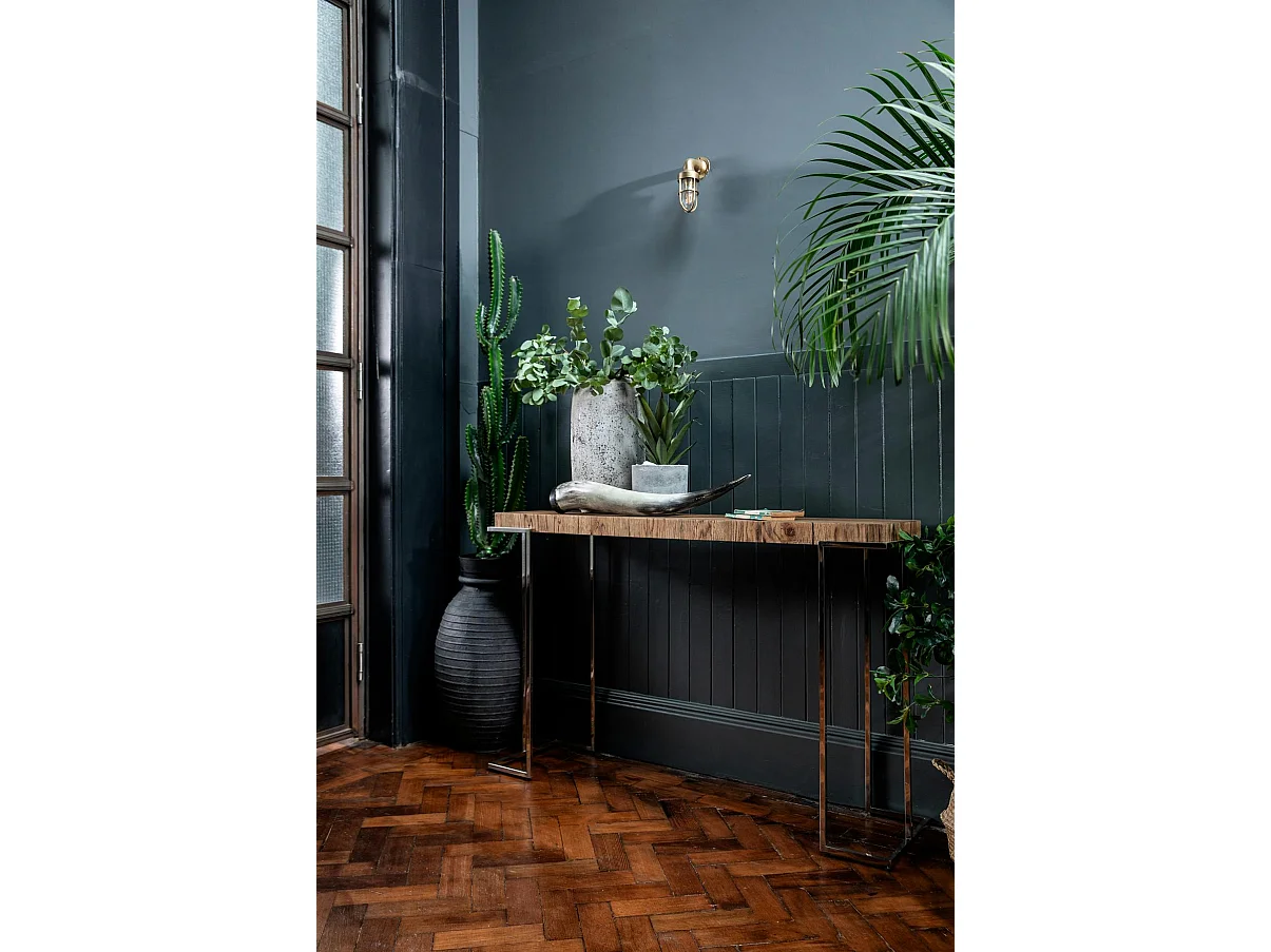 Console moderne chêne acier RIVERSIDE