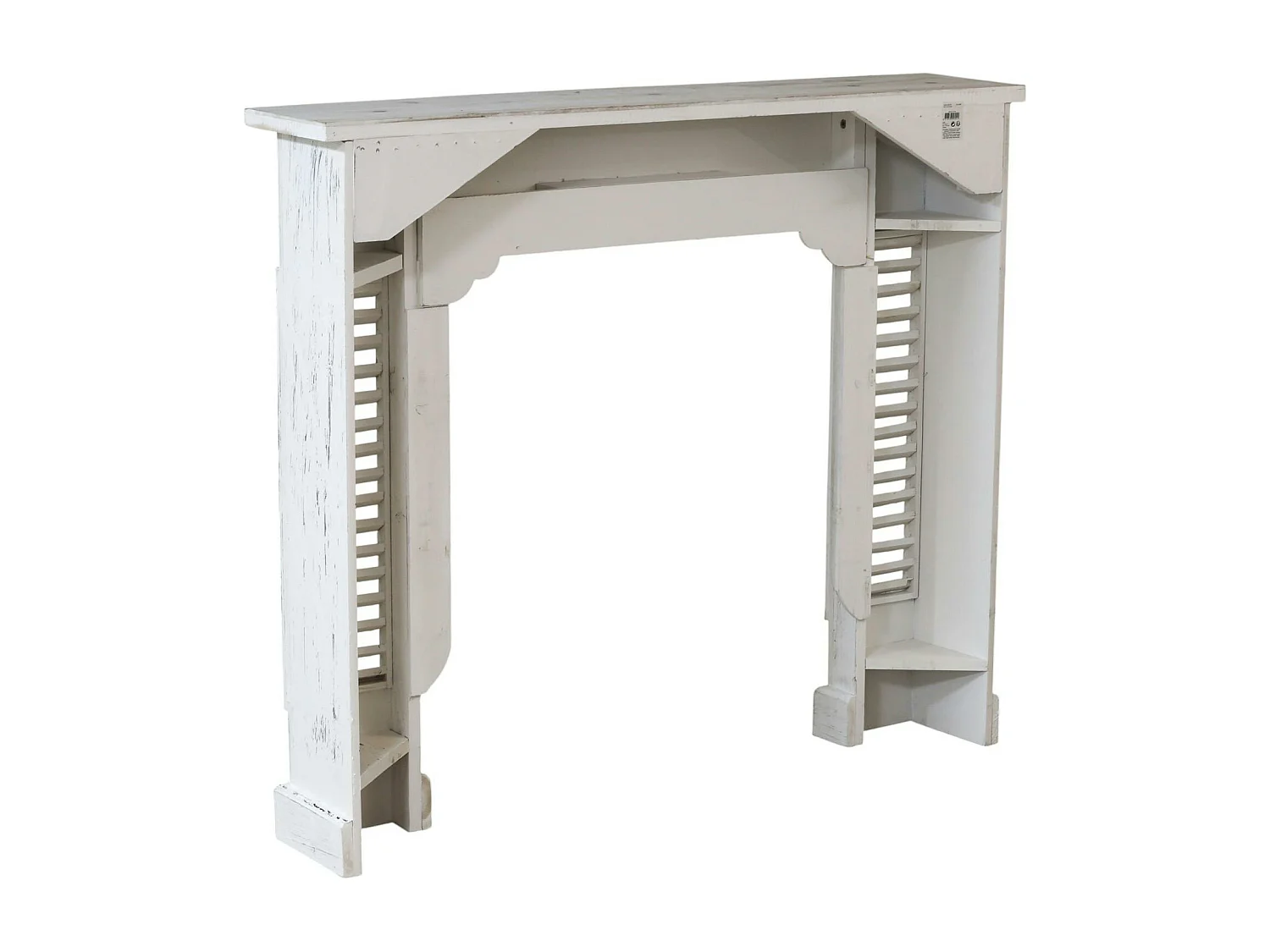Manteau de cheminée en bois blanc aspect vieilli