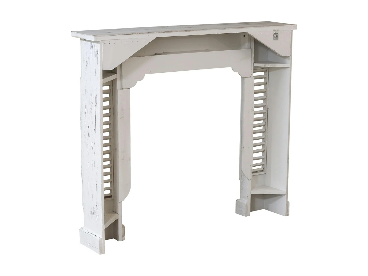 Manteau de cheminée en bois blanc aspect vieilli