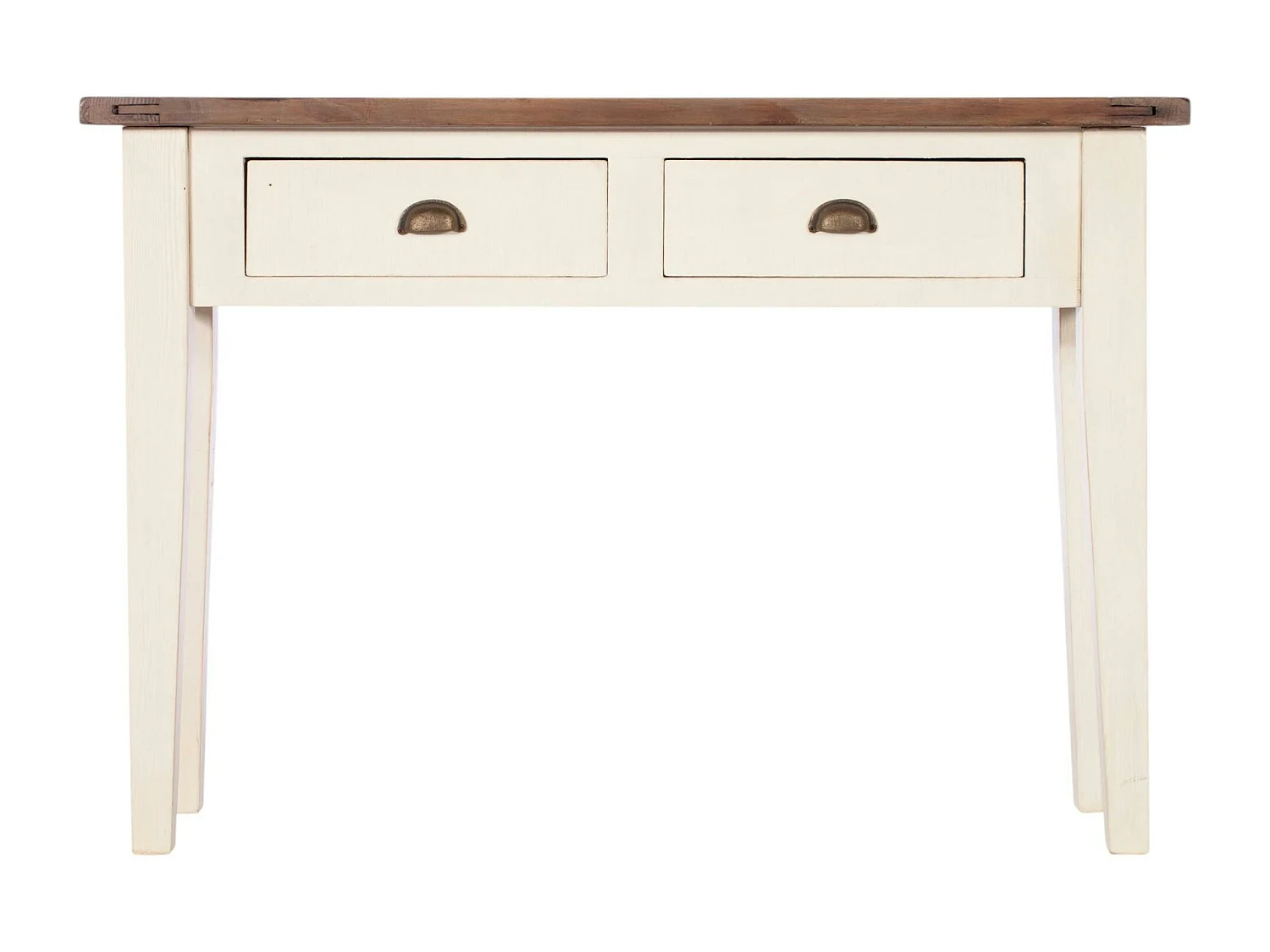 Console bois recyclé blanche 2 tiroirs BRISTOL