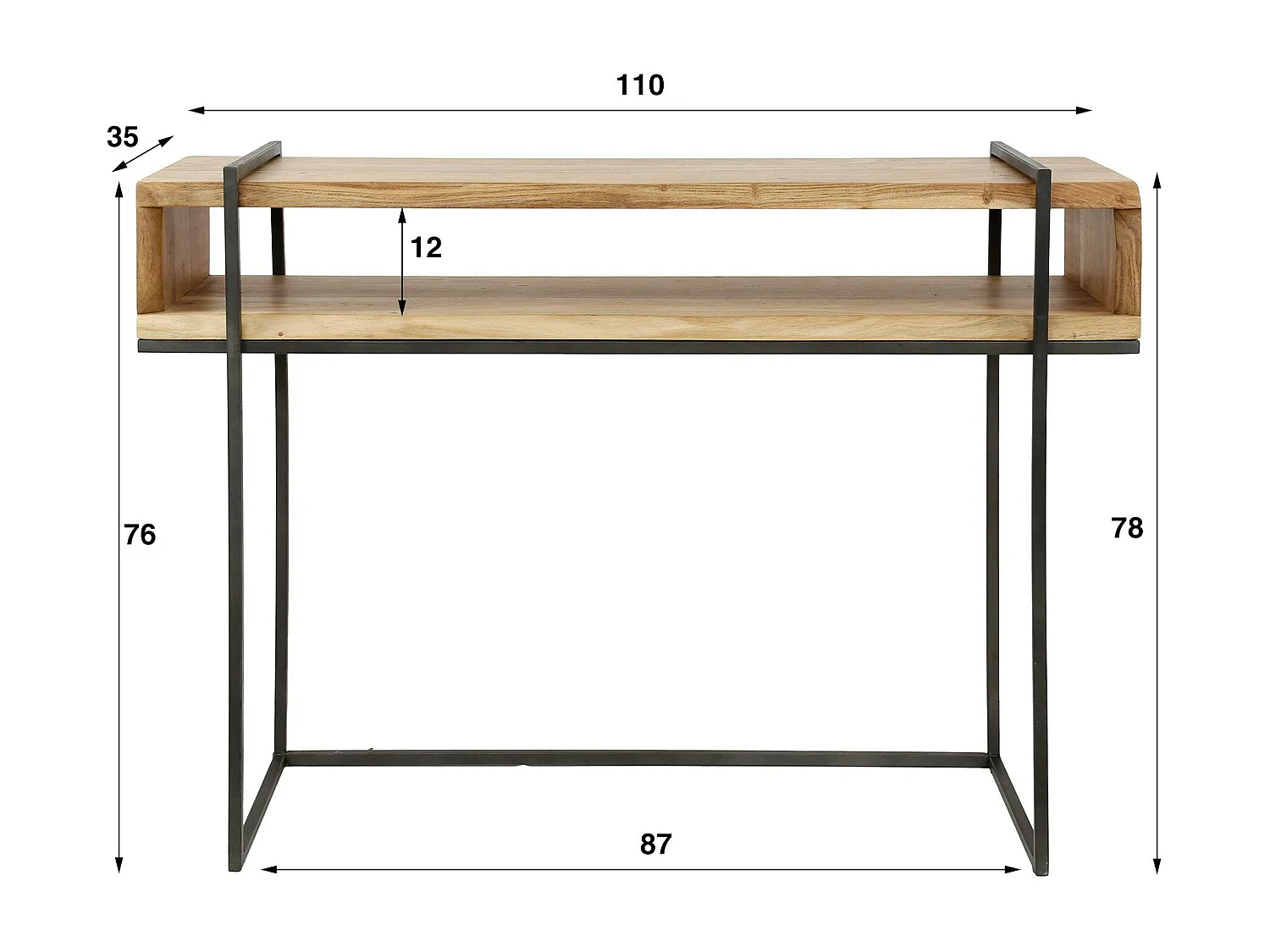 Console en bois d'acacia avec niche traversante MELBOURNE