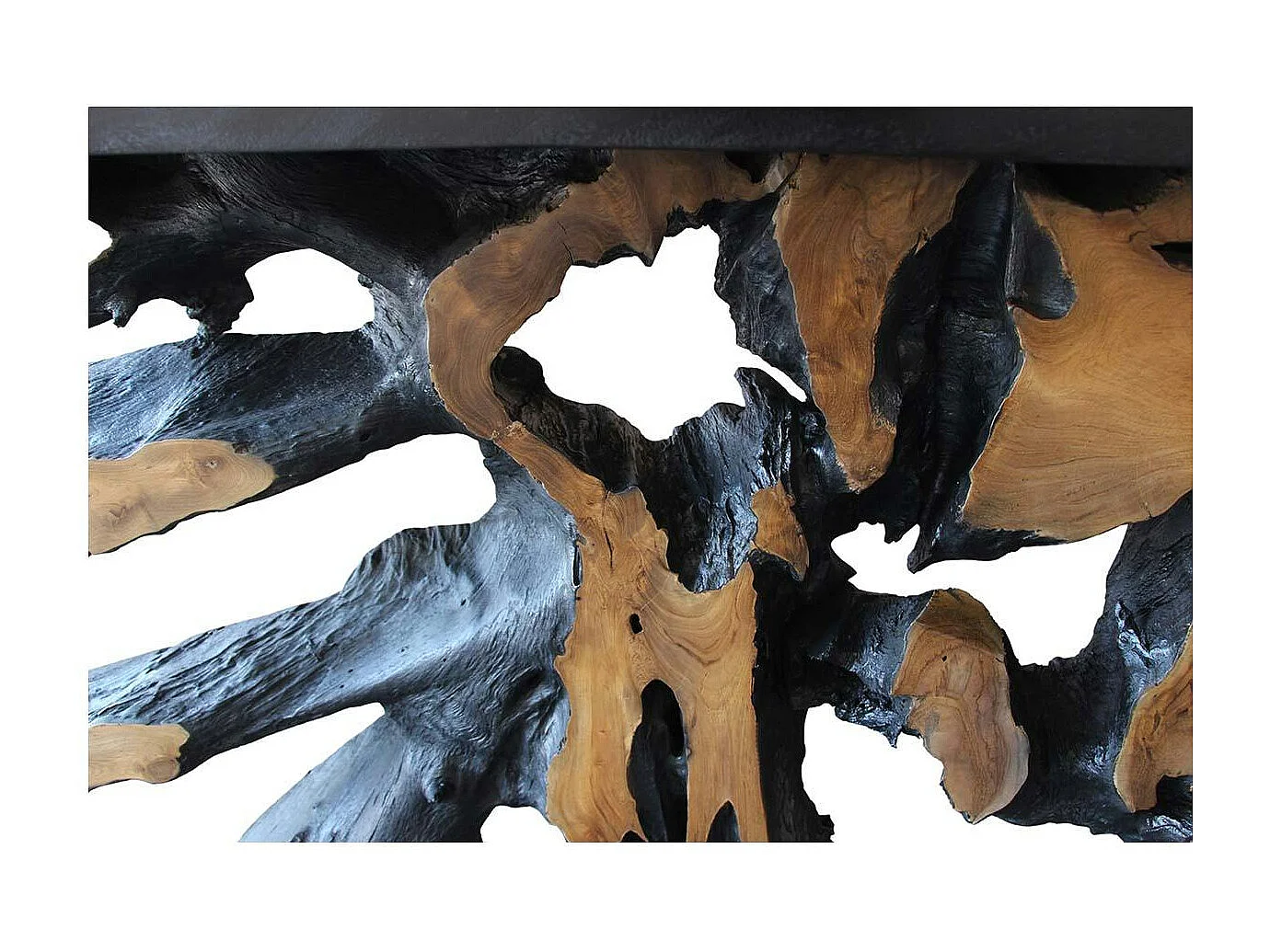 Console racine de teck contour bois noir ARIZONA