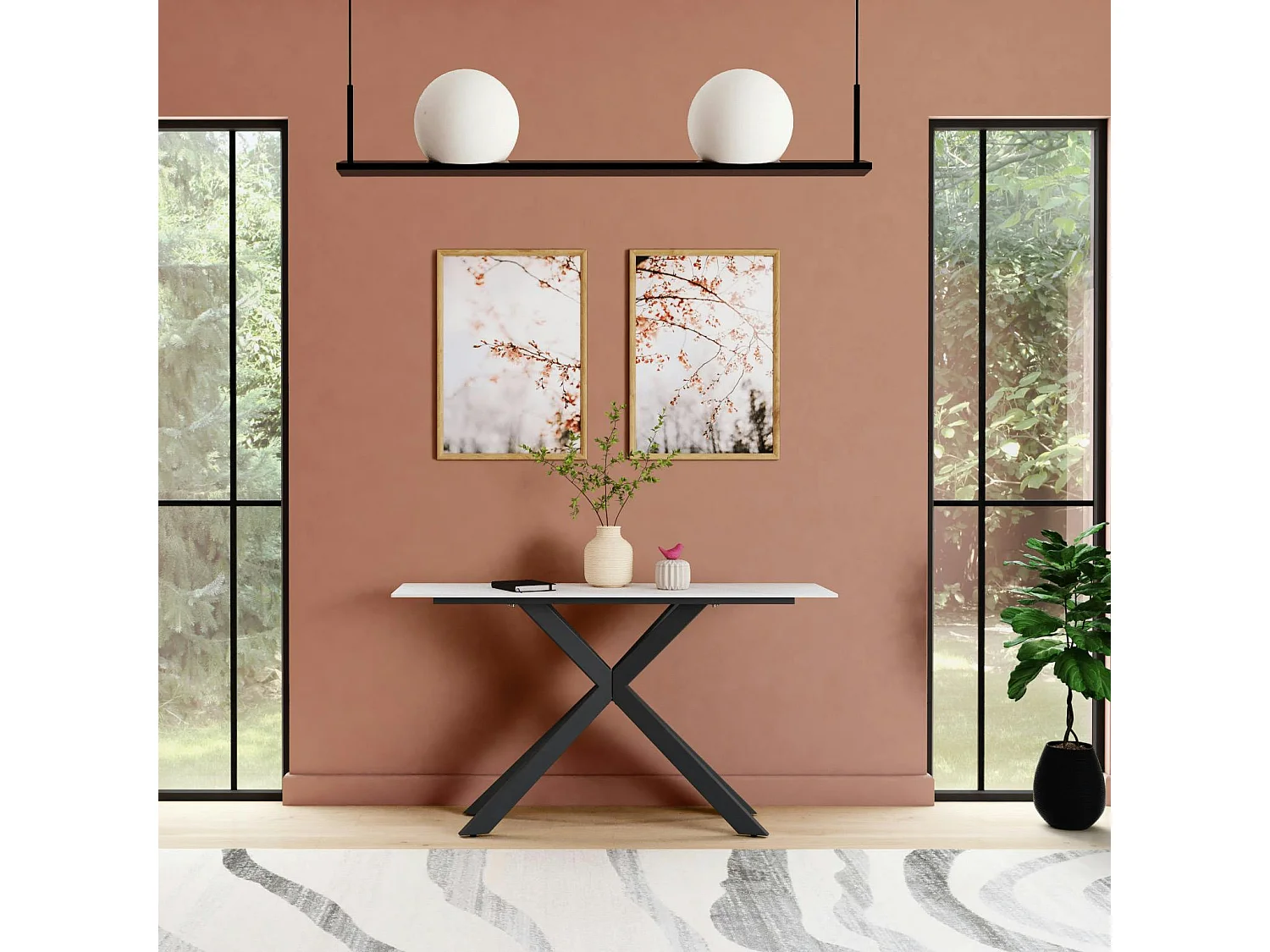 Console design en céramique blanche marbrée OTTAWA