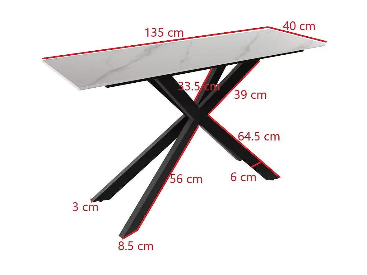 Console design en céramique blanche marbrée OTTAWA